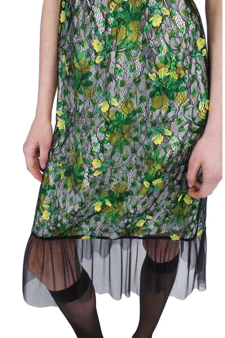 Rosebuds and  Lace Combo Dress, Alternate, color, Black Multi