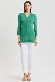 Ming Wang Classic Burnout Medallion Soft Knit Tunic
