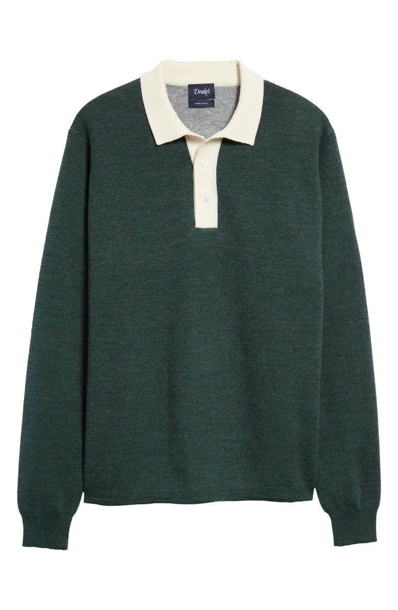 Drake's Merino Wool Rugby Polo Sweater, Alternate, color, 