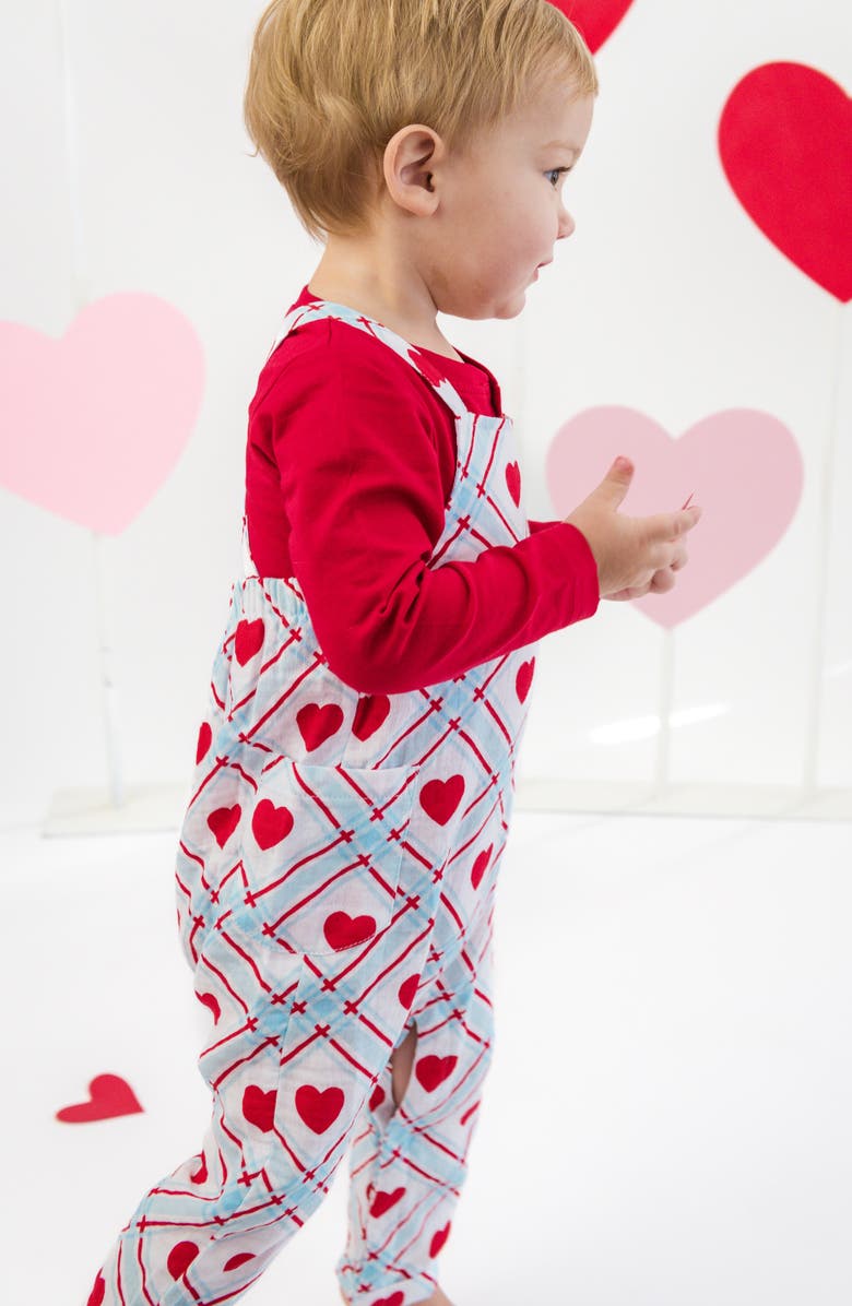 RuggedButts Sweetheart Plaid Cotton Gauze Overalls, Alternate, color, Blue