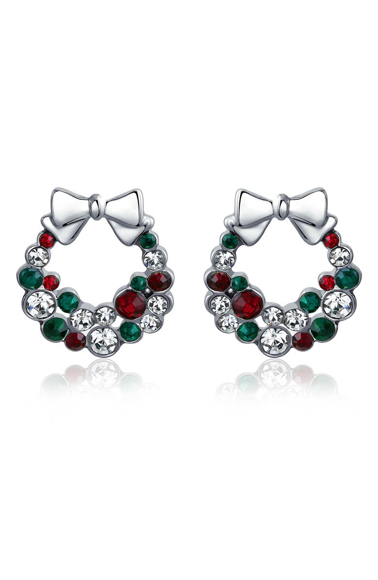 BLING JEWELRY Christmas Wreath Earrings, Main, color, 