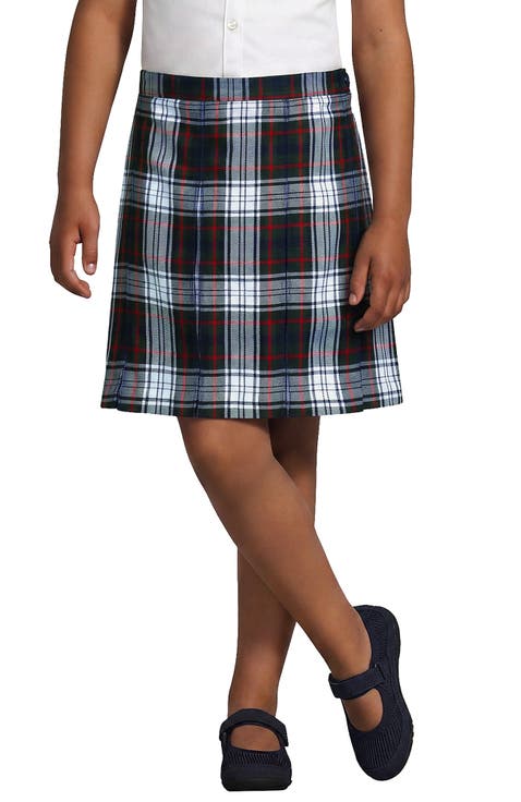 School Uniform Girls Plaid Box Pleat Skirt Top of the Knee