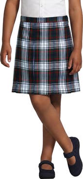 Lands' End School Uniform Girls Plaid Box Pleat Skirt Top of the Knee