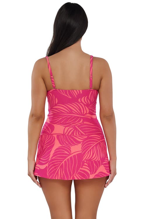 Sunsets Escape Sienna Swim Dress In Blushing Palms Sandbar Rib