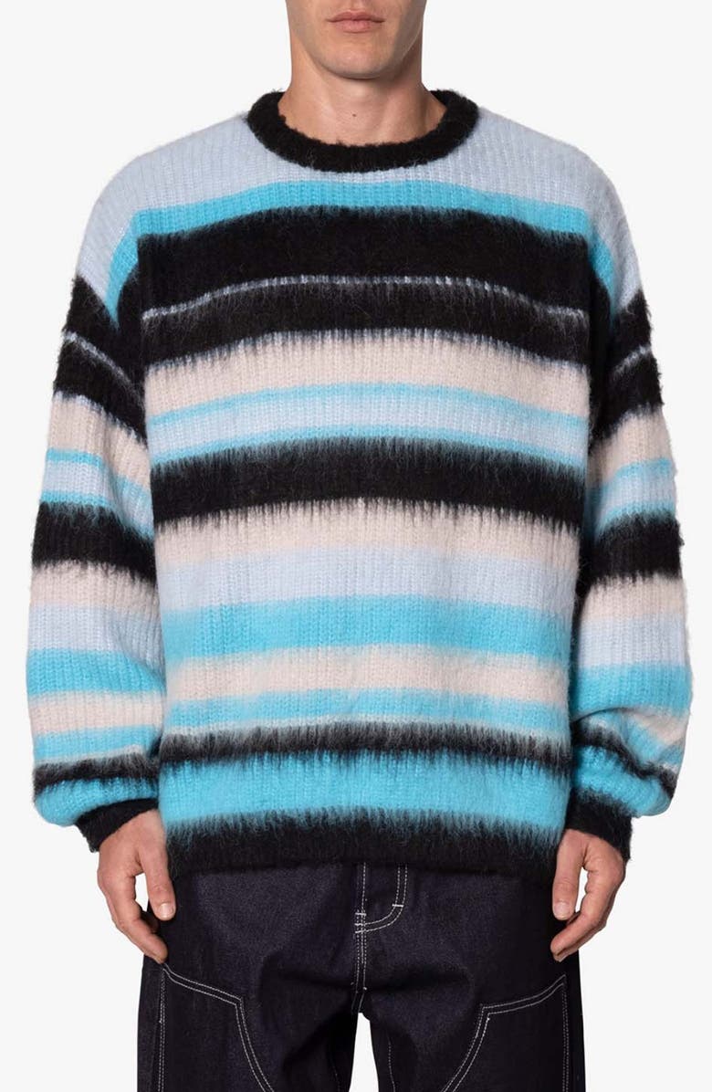 mnml Blue Water Palette Stripe Oversize Sweater, Main, color, Blue
