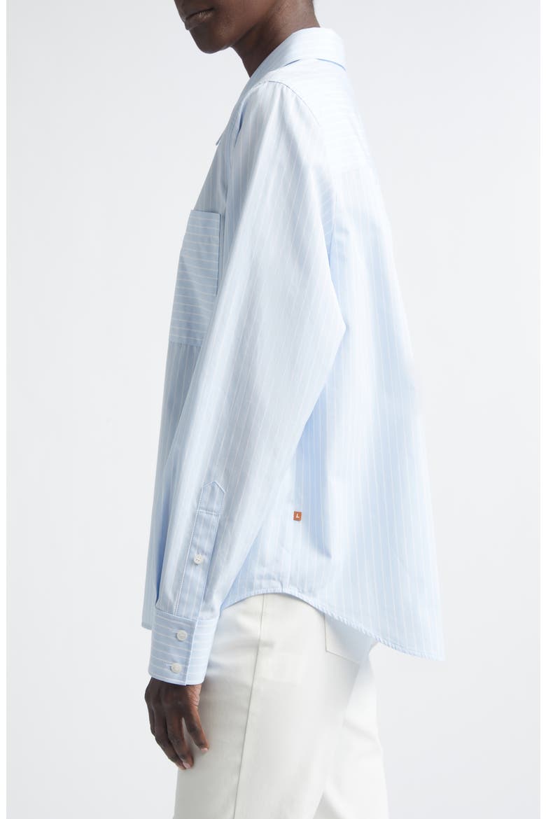 Stripe Oversize Cotton Poplin Button-Up Shirt, Alternate, color, OXFORD BLUE MULTI