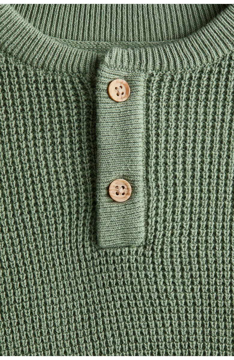 H&M Waffle-knit Henley Jumper, Alternate, color, Green