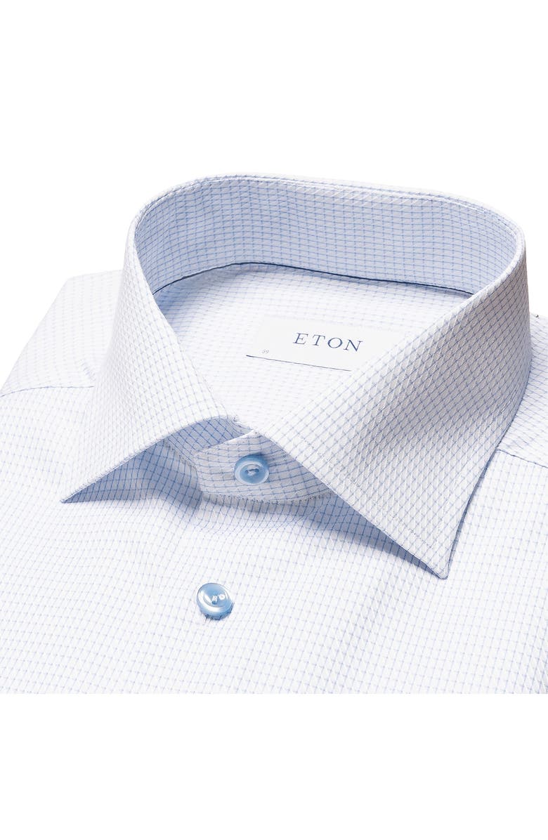 Eton Contemporary Fit Microcheck Organic Cotton Dress Shirt, Alternate, color,