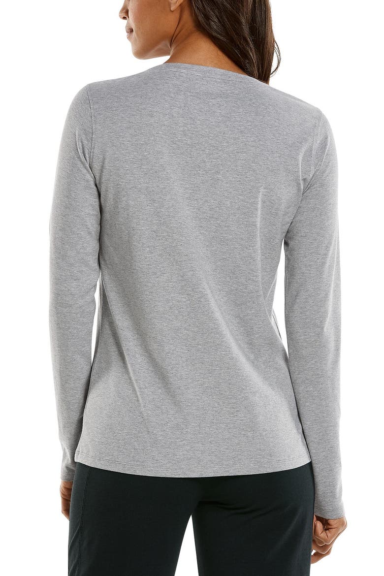 Women's Morada V-Neck Long Sleeve T-Shirt, UPF 50+ Sun Protection, Alternate, color, Grey Heather
