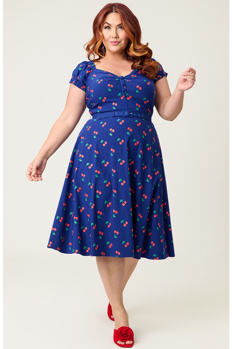 Plus Size Ohara Swing Dress, Main, color, Navy W/Cherries