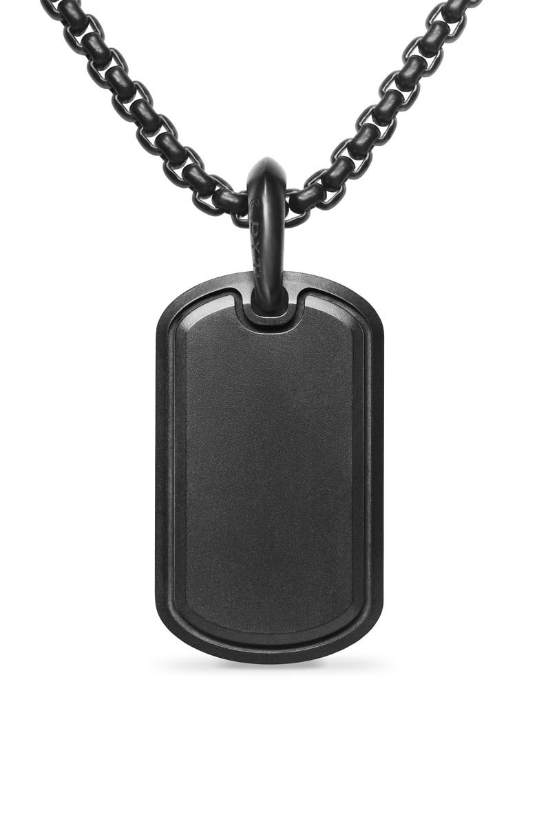 David Yurman Men's Sculpted Cable Tag in Black Titanium with Black Diamonds, 27mm, Alternate, color, Black Titanium