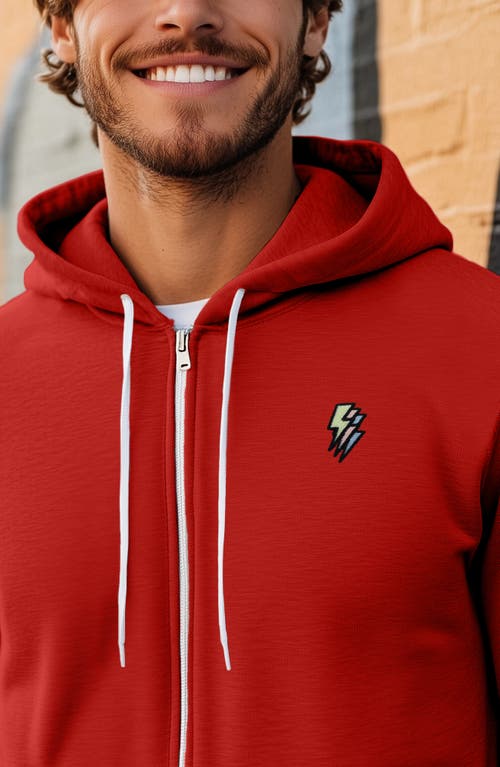 Dalix Lightning Bolt Zip Hoodie In Red