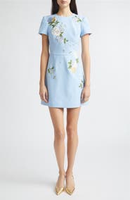 Carolina Herrera Floral Embroidered Crepe Minidress