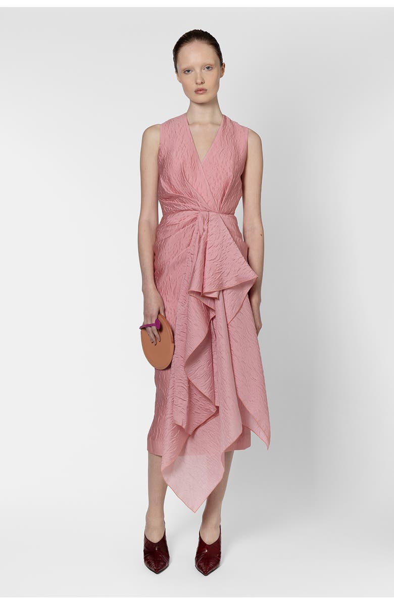 Roksanda Esra Textured Cloque Midi Dress, Main, color, Rosado