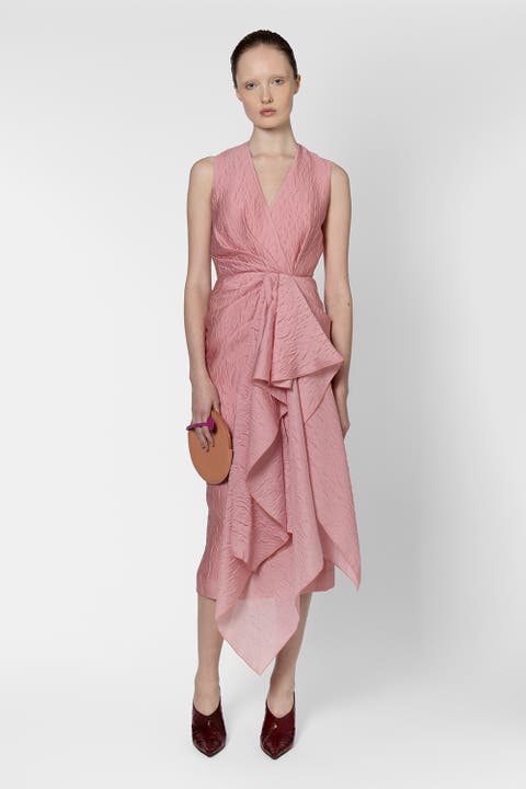 Esra Textured Cloque Midi Dress