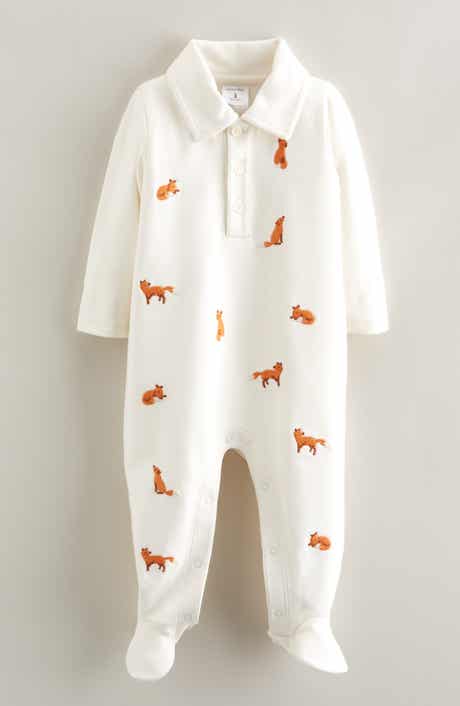 Nordstrom Embroidered Cotton Footie