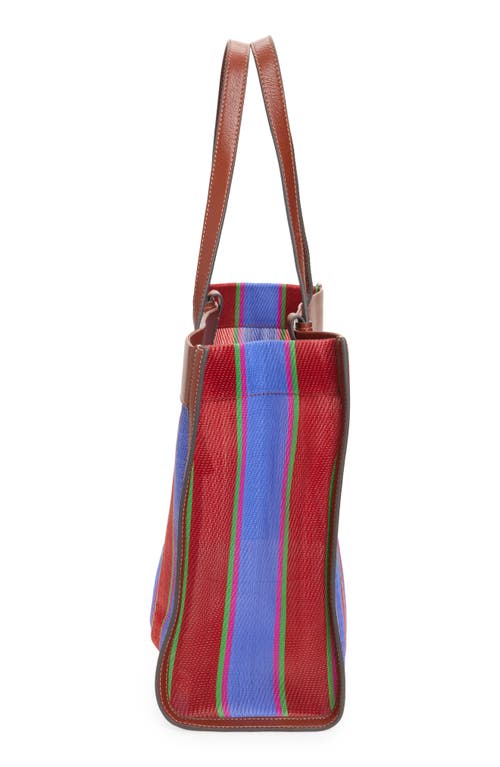 Anya Hindmarch Eyes Stripe Recycled Mesh East/west Tote In Red