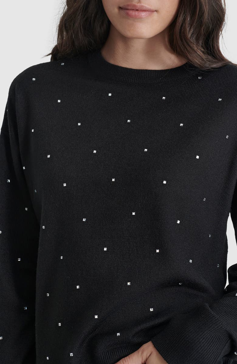 DKNY Jeans Hotfix Rhinestone Crewneck Sweater, Alternate, color, 