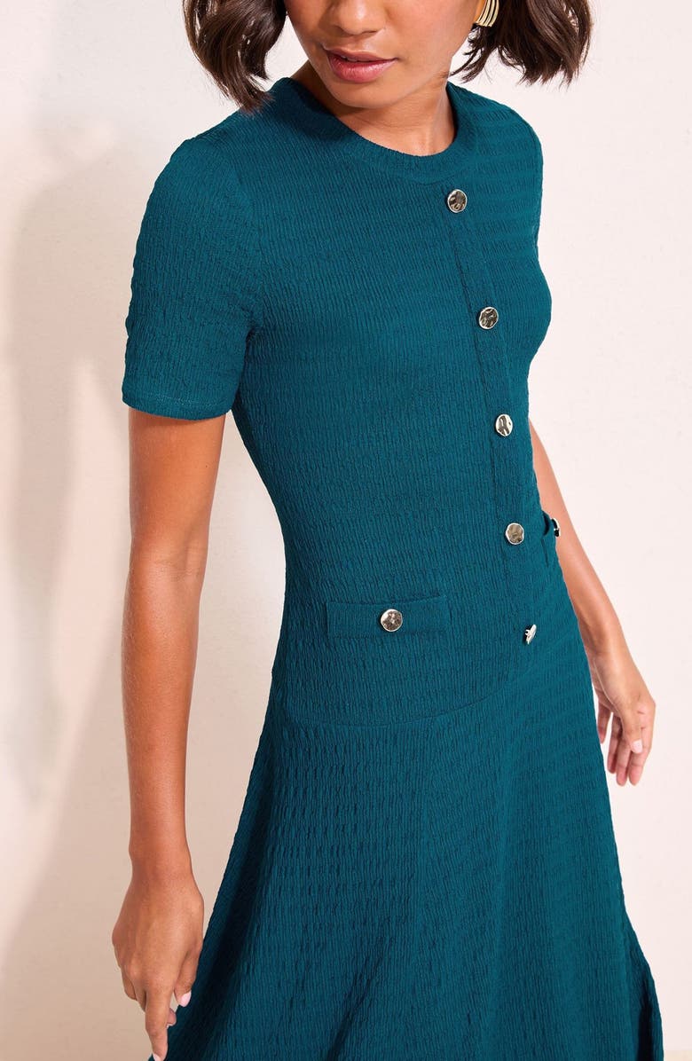 Friends Like These Decorative Button Drop Waist Midi Dress, Alternate, color, Teal Blue