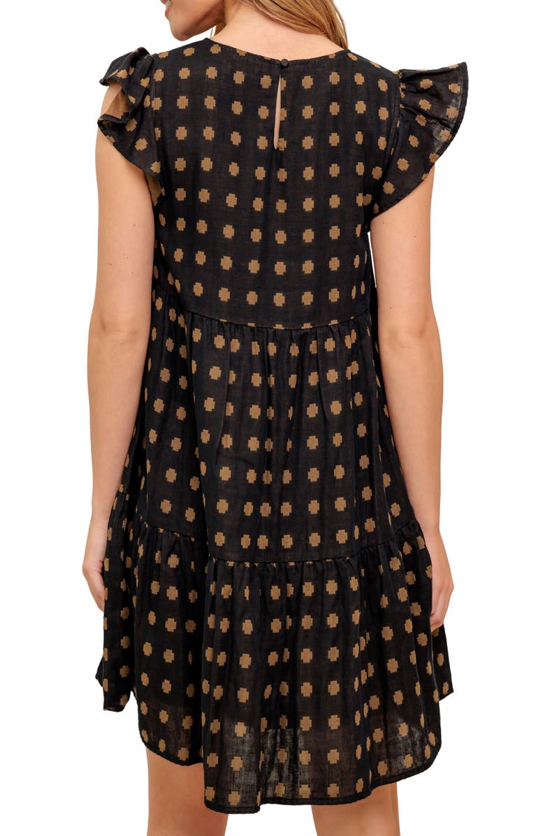 FLYING TOMATO Babydoll Minidress, Alternate, color, Black Brown