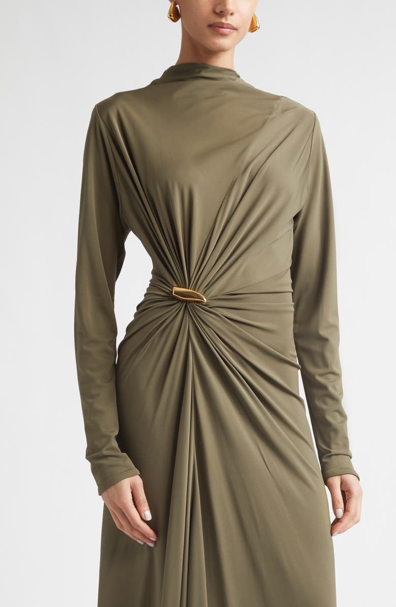 Bottega Veneta Long Sleeve Crepe Jersey Maxi Dress, Alternate, color, Camo