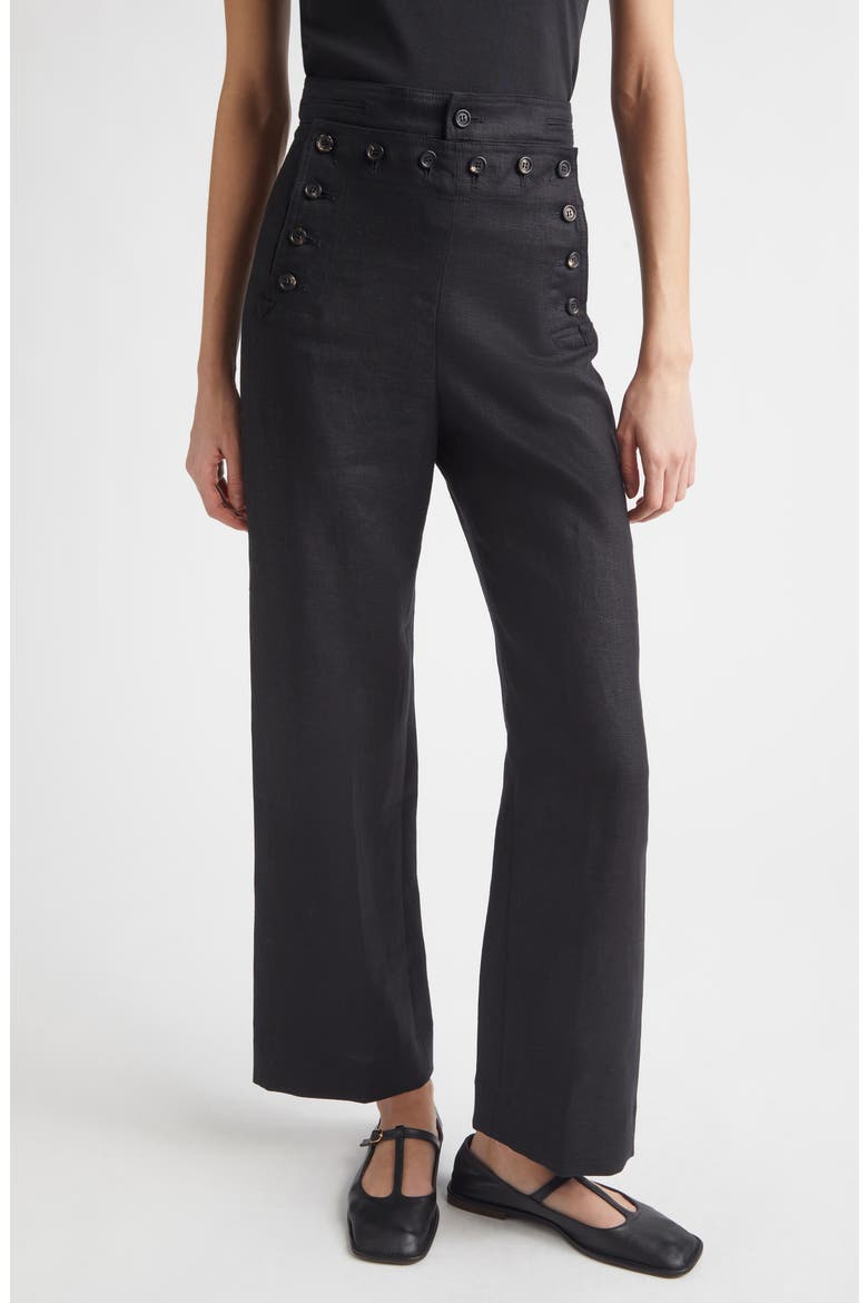Linen Sailor Trousers, Main, color, BLACK