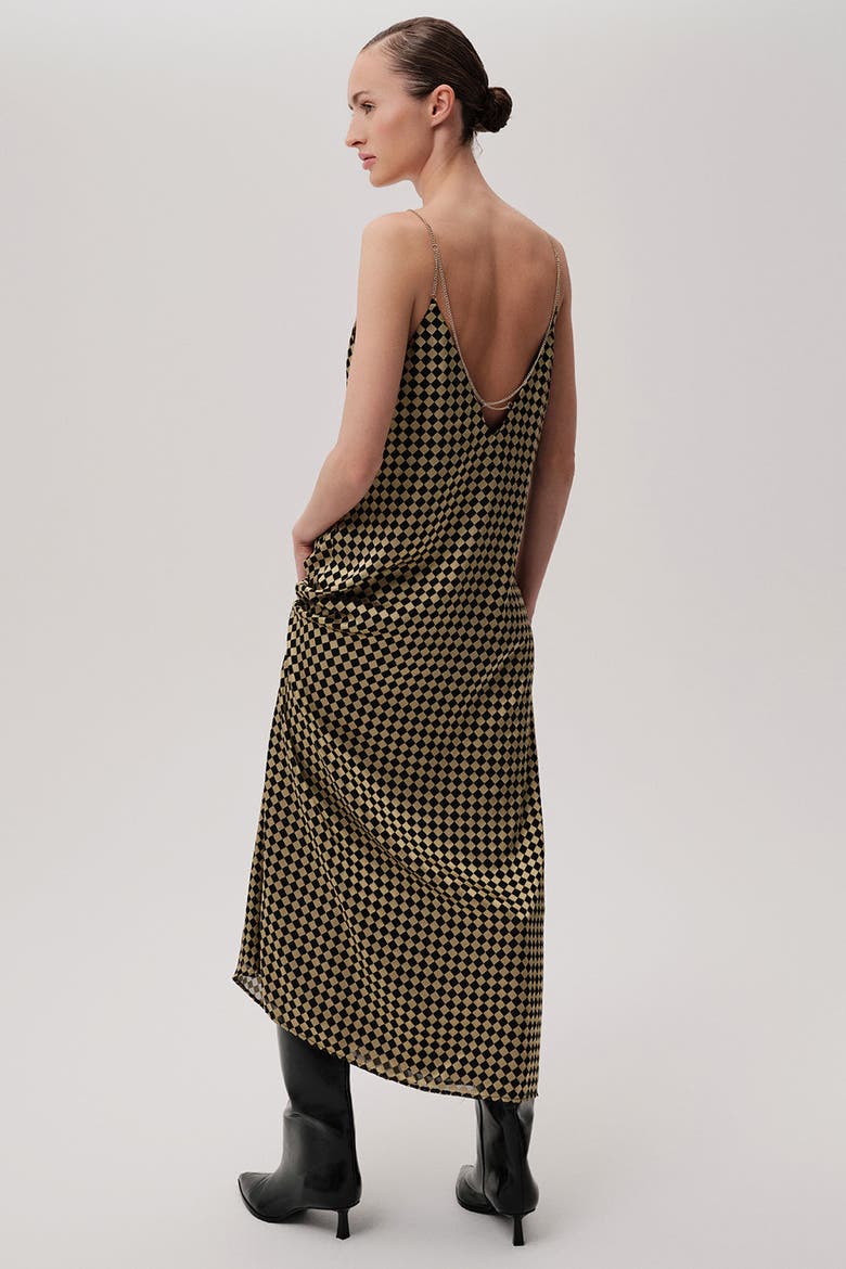 V Neck Strappy Midi Dress, Alternate, color, GOLD/BLACK