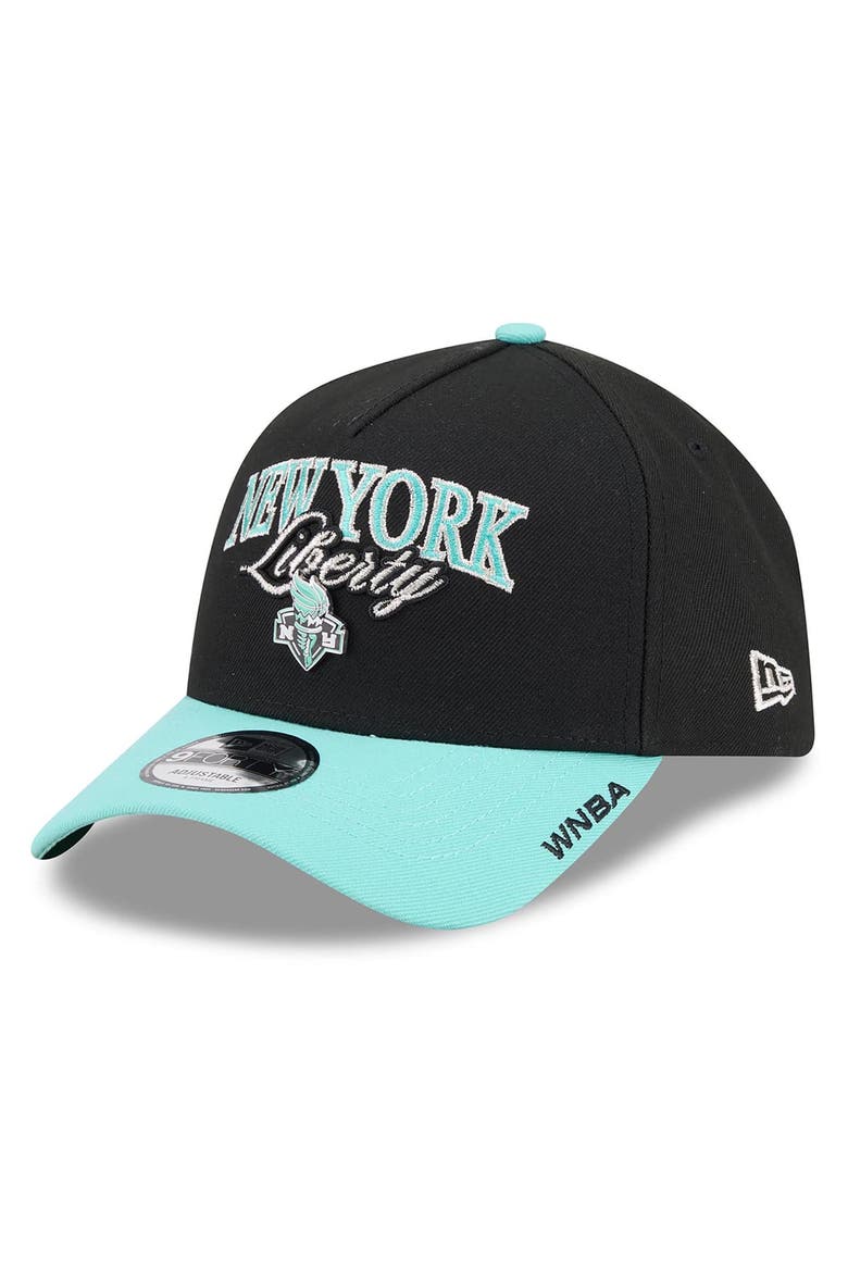 Unisex New Era Black/Mint New York Liberty WNBA Tip-Off 2026 Metal Badge A-Frame 9FORTY Adjustable Hat, Alternate, color, Black