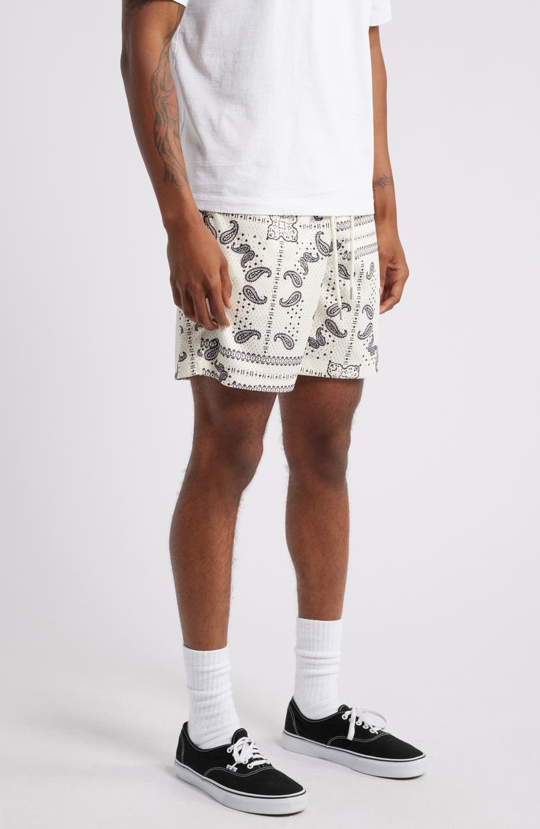 PacSun Aaron Print Mesh Drawstring Waist Shorts, Alternate, color, 