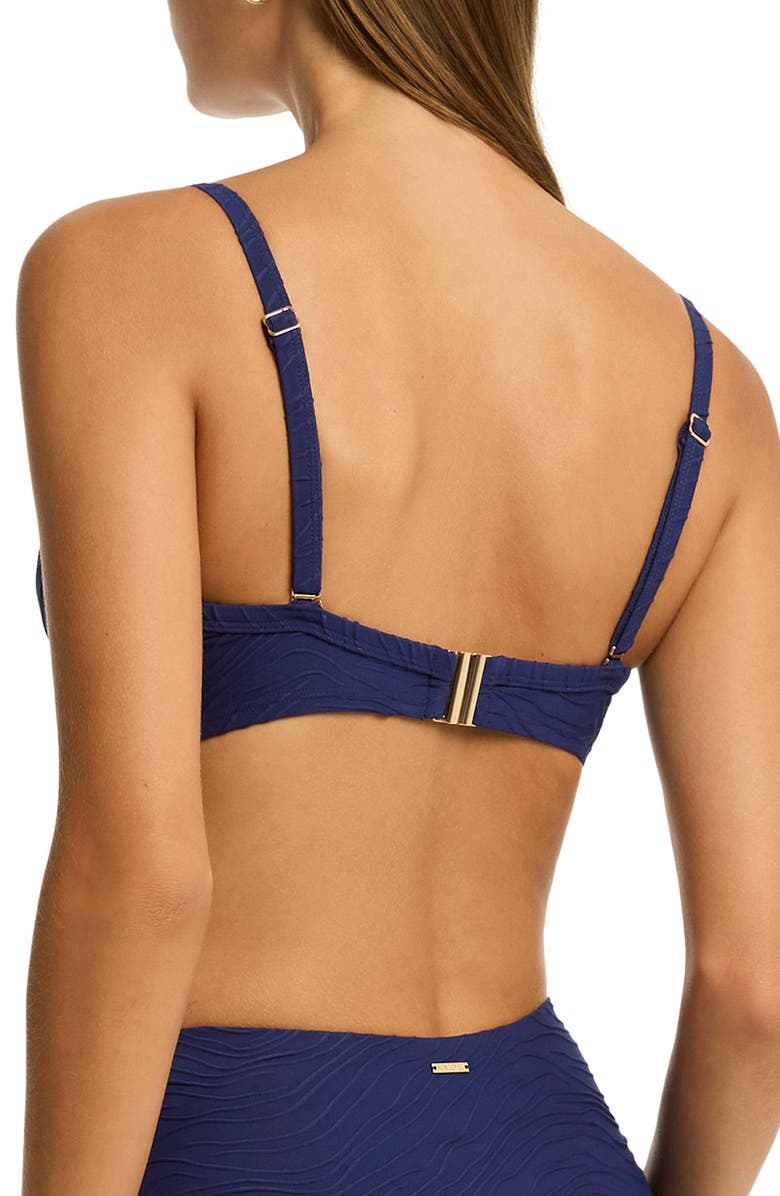 Sea Level De Soleil Cross Front D- & DD-Cup Molded Underwire Bikini Top, Alternate, color, French Navy