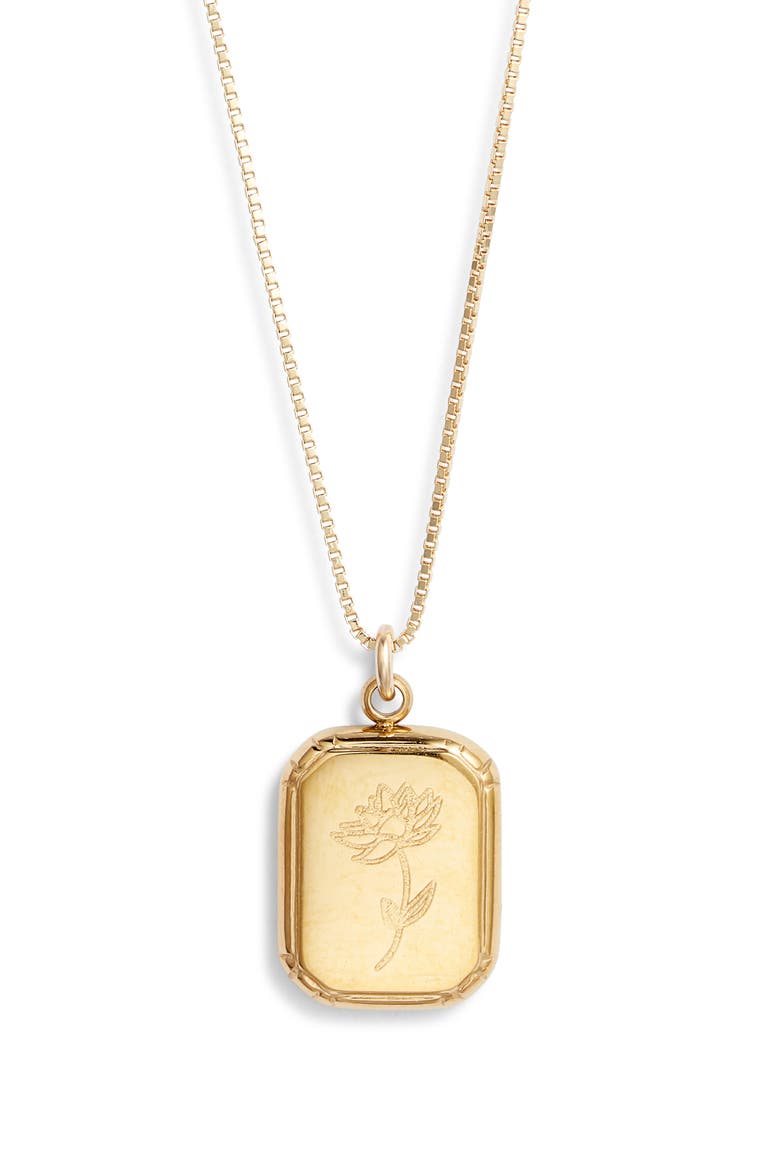 Audrey Birth Flower Pendant Necklace, Main, color, GOLD / JULY - WATERLILY