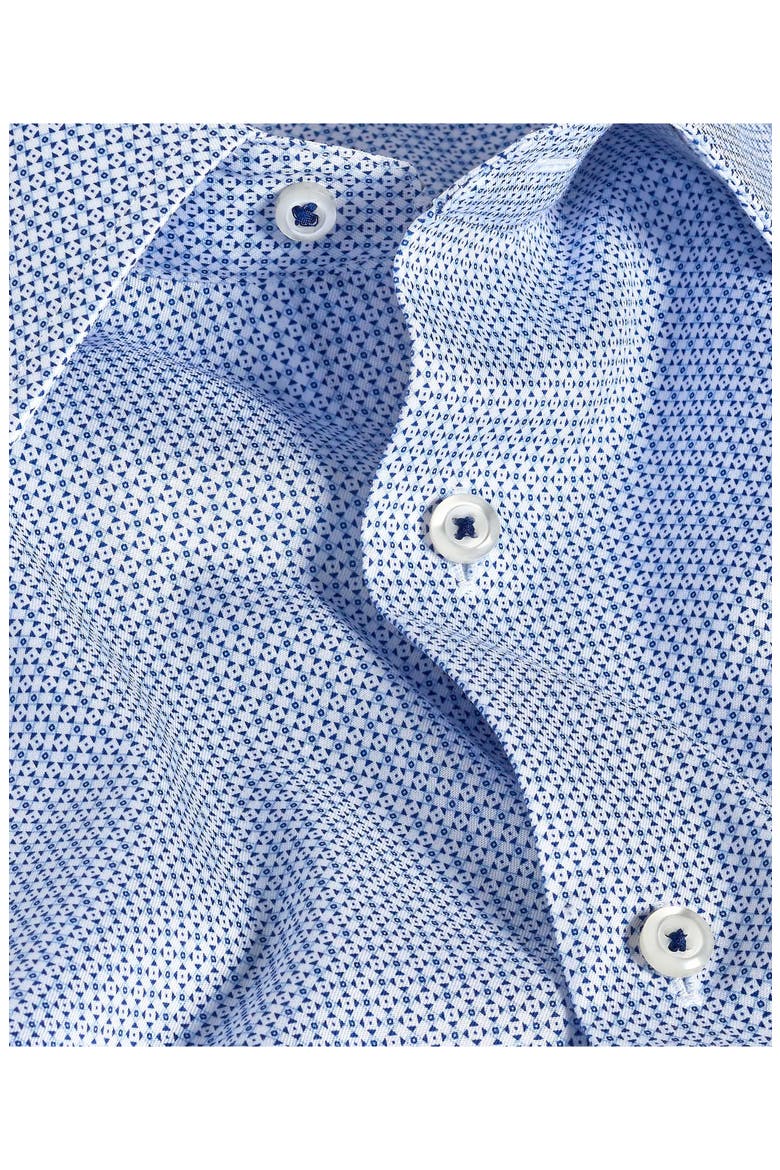 Trim Fit Blue Geometric Print Cotton Dress Shirt, Alternate, color, WHITE/ BLUE
