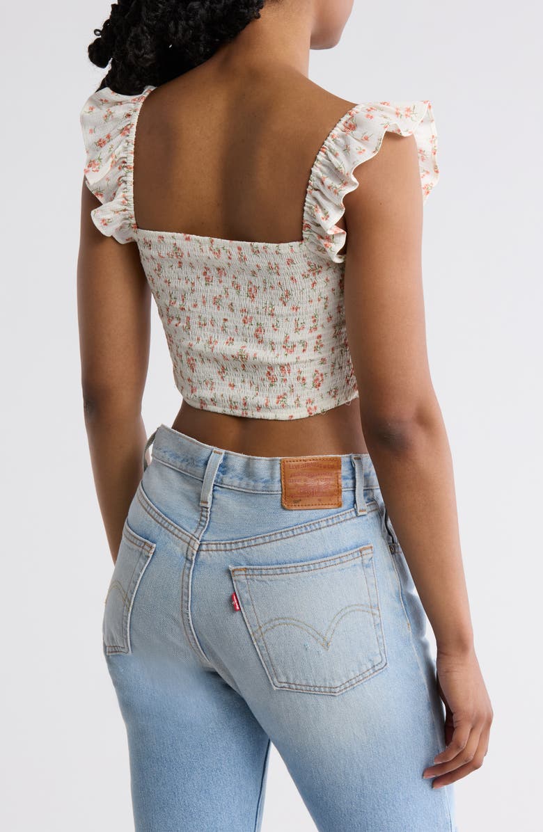 Blu Pepper Floral Ruffle Crop Top, Alternate, color, Ivory Multi
