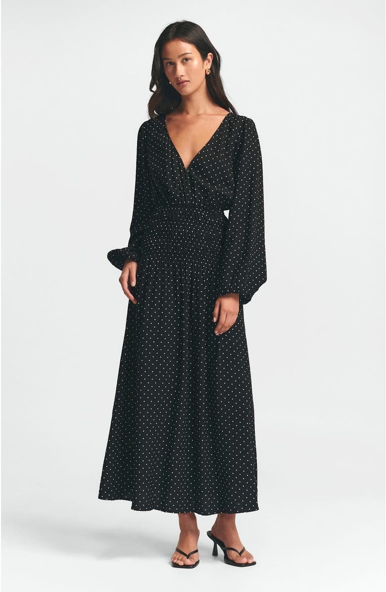 ST MRLO May Gather Dress, Alternate, color, Black Base Spot