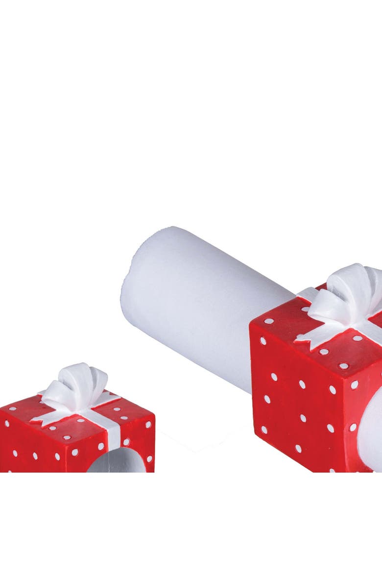 Dotted Present Napkin Rings Set of 4, Alternate, color, Red