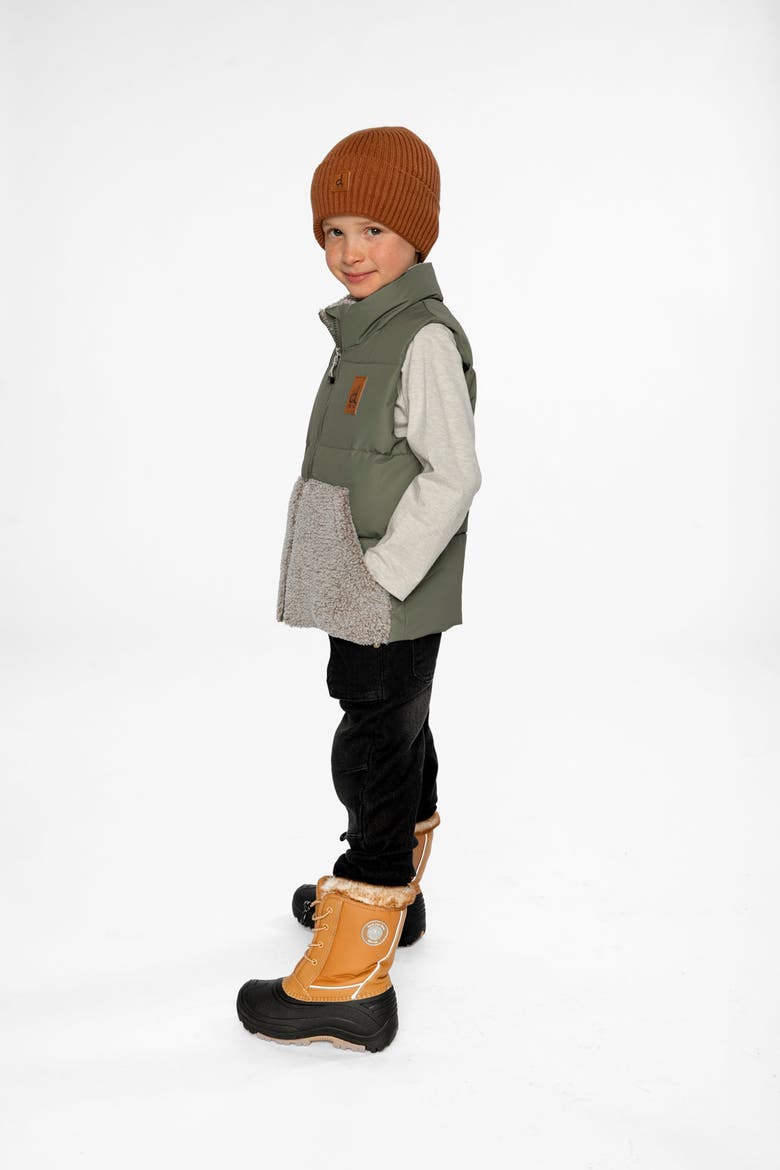 Sleeveless Quilted Fleece Pocket Mid-Season Vest, Alternate, color, Olive Green