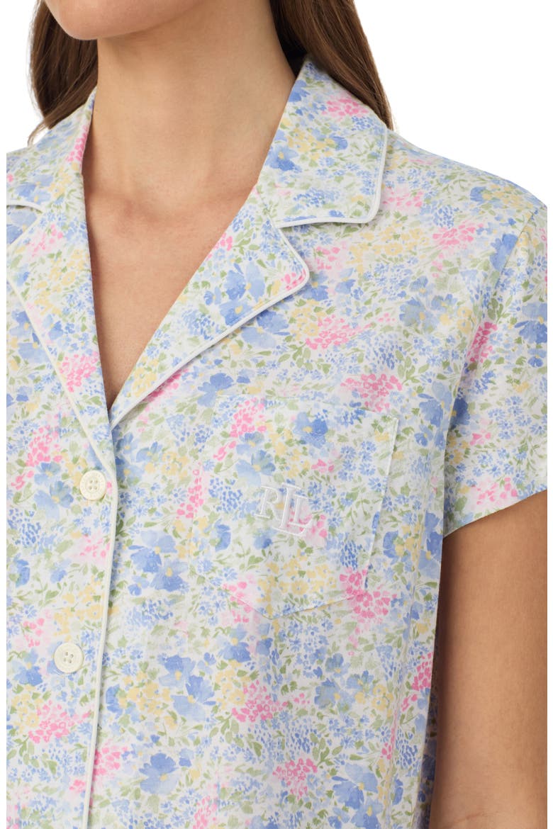 Short Sleeve Cotton Blend Crop Pajamas, Alternate, color, BLUE PRINT