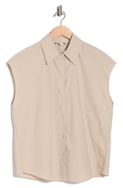 Cap Sleeve Button Down Shirt