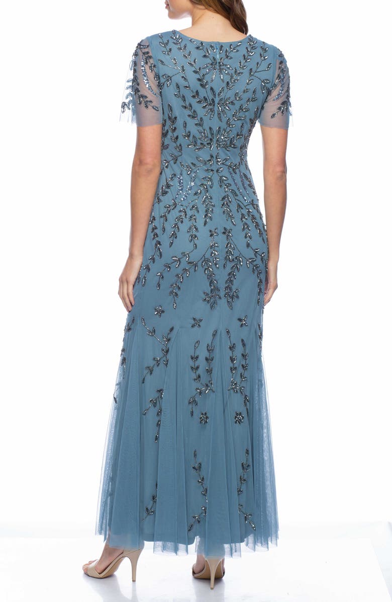 Marina Bead Embellished Flutter Sleeve Gown, Alternate, color, 
