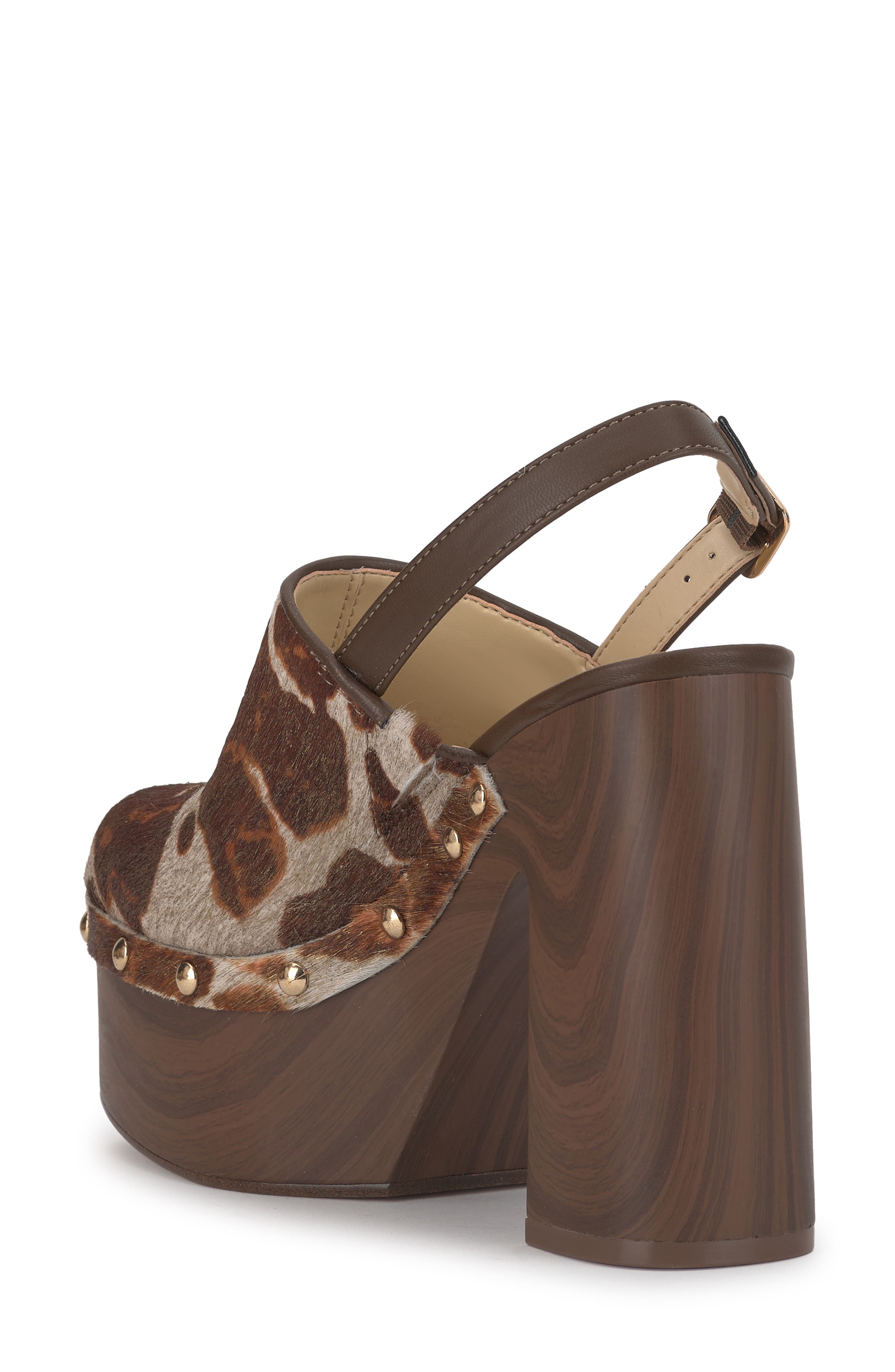 Jessica Simpson Cazea Genuine Calf Hair Slingback Platform Sandal, Alternate, color, Beige/ Gold