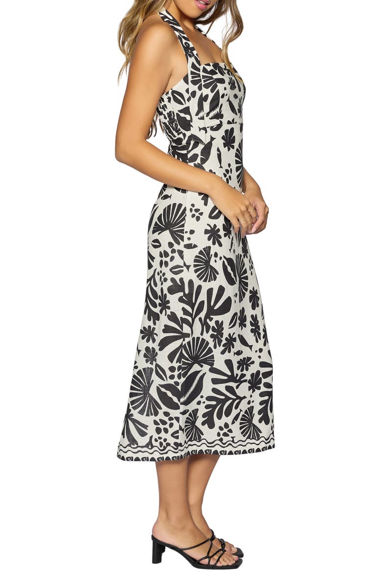 Tropical Bliss Halter Midi Dress, Alternate, color, OFF-WHITE-BLACK
