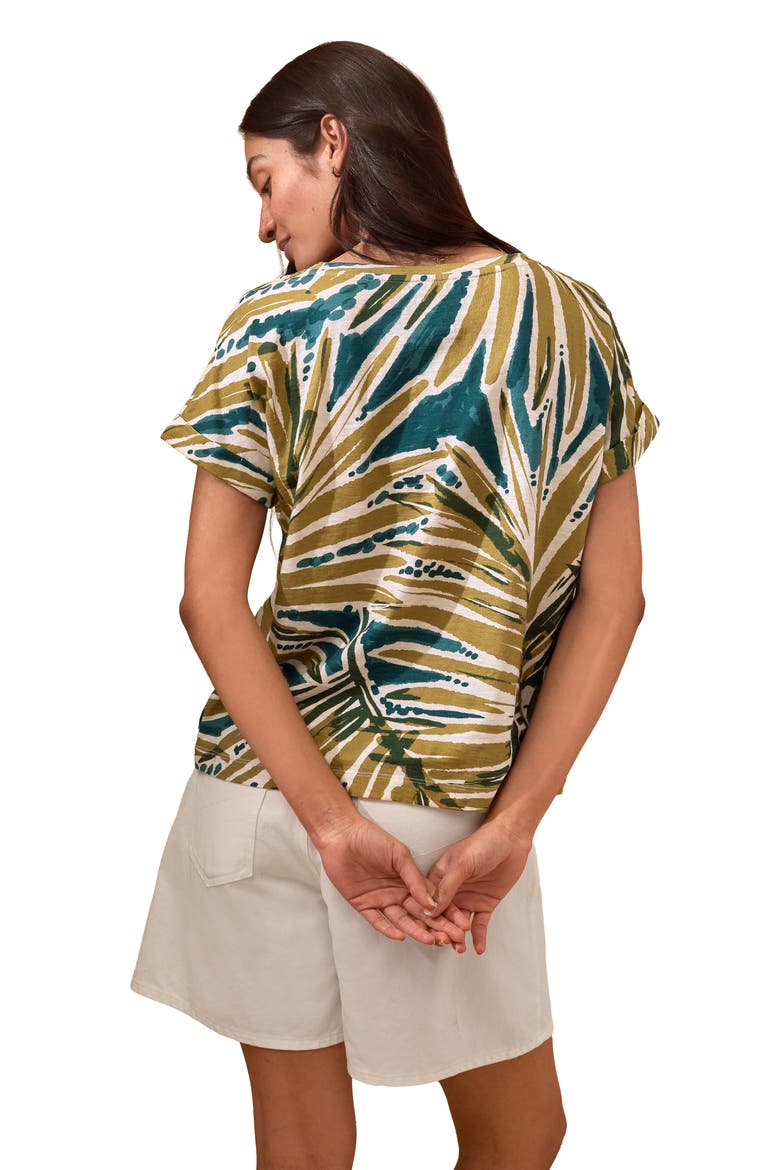 Cotton Crew Neck T-Shirt, Alternate, color, Palm Print