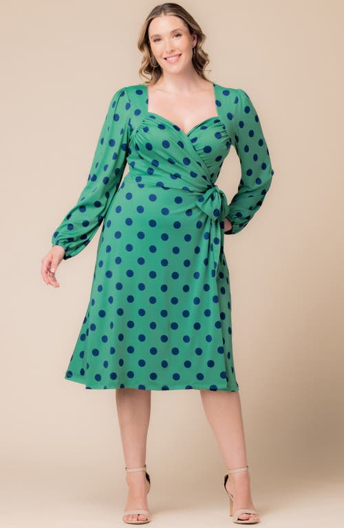 Kiyonna Soicialite Sweetheart Neck Wrap Dress In Green