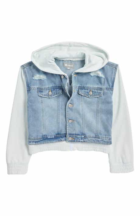 Tractr Kids' Denim & French Terry Hooded Jacket