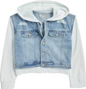 Tractr Kids' Denim & French Terry Hooded Jacket