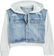 Tractr Kids' Denim & French Terry Hooded Jacket