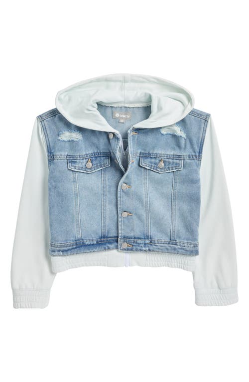 Shop Tractr Kids' Denim & French Terry Hooded Jacket