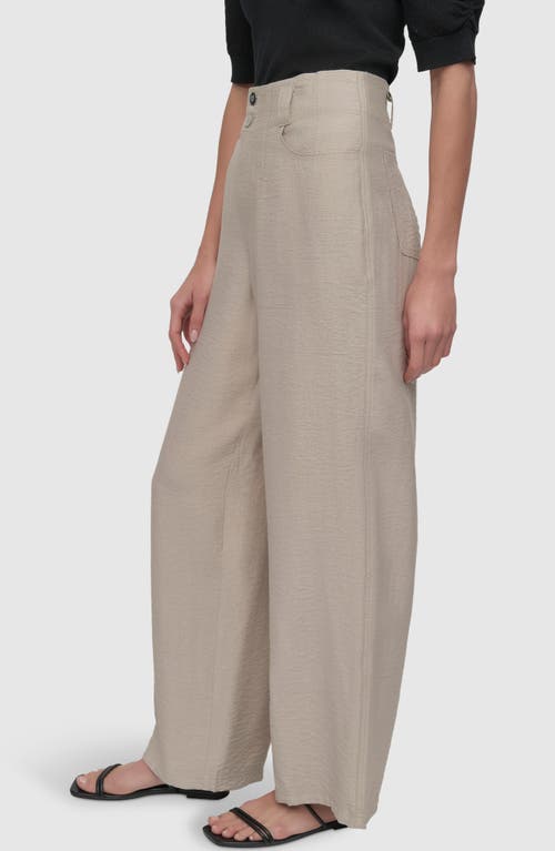 Dkny Crinkle High Waist Wide Leg Pants In Pebble