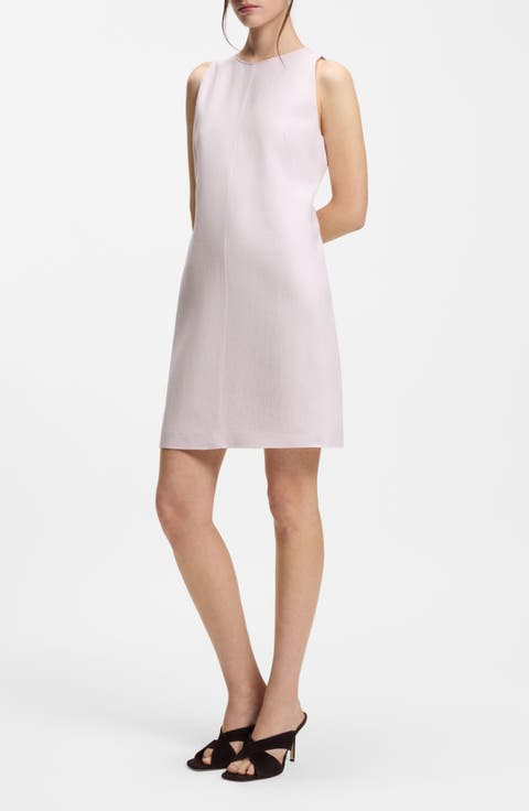 Sleeveless Linen Blend Shift Dress