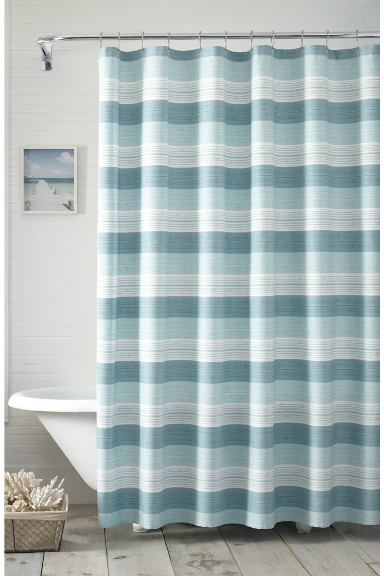Hula Beach Shower Curtain, Main, color, TRANQUIL BLUE